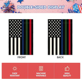 AVOIN colorlife Thin Blue Green Red Line Garden Flag 12x18 Inch Double Sided Outside, American Stars and Stripes Patriotic Yard Outdoor Decoration