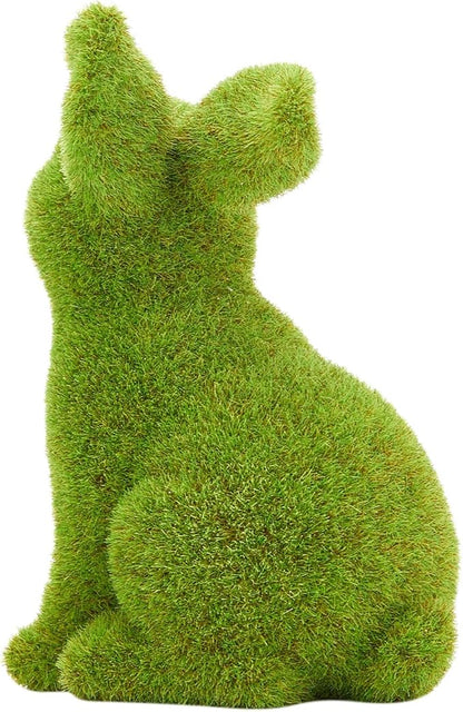 Easter Rabbit Decoration Horticulture Green Flocking Moss Sculpture Decoration Desktop Living Room Garden Easter Gift (Small 2PCS Standing+Sitting)
