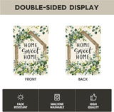 AVOIN colorlife Home Sweet Home Spring Floral Garden Flag 12x18 Inch Double Sided Outside, Eucalyptus Flowers Seasonal Welcome Yard Outdoor Flag