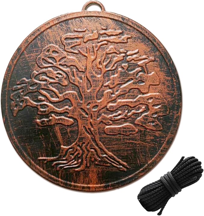Replacement Wind Catcher, Circular Vintage Tree of Life Decor with 16.4FT Nylon Cord, 1MM Thick Metal Wind Chime Replacement Parts for Wind Chimes, Hanging Decoration Ornament for Garden, Patio, Tree
