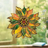 Stained Glass Acrylic Sunflower Ornament – Colorful Glass Sun Catcher for Windows, Christmas Tree Decoration 2025, Hanging Holiday & Everyday Décor Gift(Sun-22)