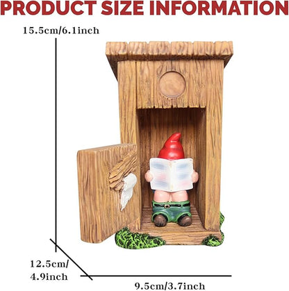 nezababy Funny Garden Gnome Outdoor Statues Naughty Sculpture Decoration Inappropriate Read Newspaper Gnome for Indoor Lawn Yard Red
