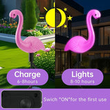 Solar Flamingo Lights 3 Pcs Set, Waterproof Solar Garden Lights Outdoor Decoration, Pink Flamingo Garden Decoration for Patio Lawn Sidewalk Pathway