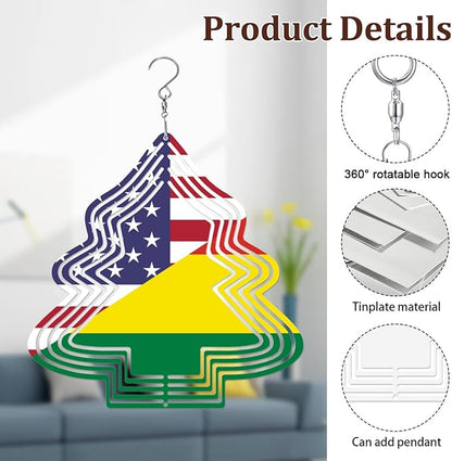 Bolivia Bolivian America Flag Wind Spinners Outdoor Tree Kinetic Sculptures Chimes 10 inch Decorative Tinplate Metal Art Christmas Decorations Garden Patio Yard Indoor Decor