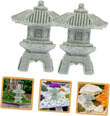 Yardwe 8pcs Miniature Sandstone Pagoda Statues Zen Style Lantern Sculptures for Garden Decoration Outdoor Bonsai Landscape for Home Aquarium