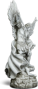 DevotedWalls 20.5" Large Saint Michael Statue Outdoor,Michael the Archangel Slaying Satan,Large Garden Religious Sculpture,San Miguel Arcangel Defender for Porch,Patio or Church Entryway