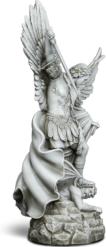 DevotedWalls 20.5" Large Saint Michael Statue Outdoor,Michael the Archangel Slaying Satan,Large Garden Religious Sculpture,San Miguel Arcangel Defender for Porch,Patio or Church Entryway