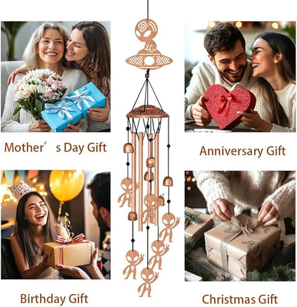Alien Style Metal Wind Chimes for Outside, Hanging Waterproof Aluminum Windchimes with Hook for Outdoor Garden Patio Porch Decor, 33“ Memorial Wind Chimes Friendship Gifts for Women