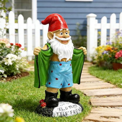 Tirifer 8.3inch/21cm Big Size Garden Gnome, Funny Outdoor Indoor Statue Gnome for Patio Lawn Garden Yard, Resin Naughty Dwarf Sculpture Art Decoration Unique Gift for Yard Balcony Porch Housewarming