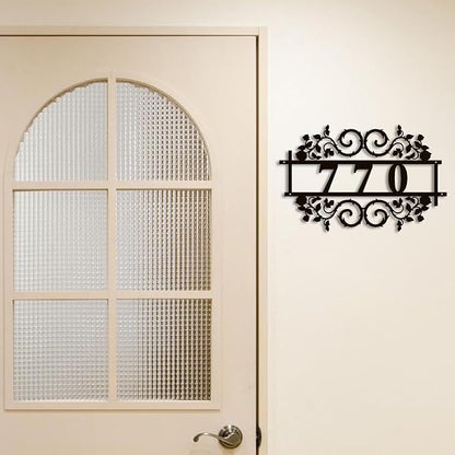 Personalized Gothic House Number metal Signs,Custom Address Number Metal Wall Art Decor,Black Plaques Outdoor wall Decorative Signage,Shed(8-30 Inches) (Rose B)