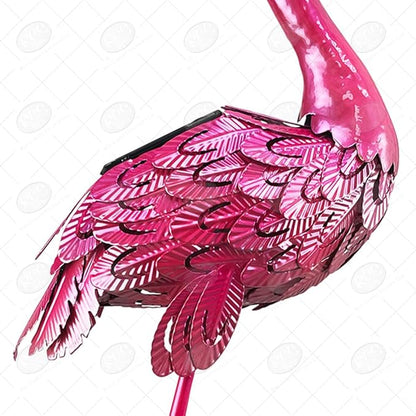 Red Carpet Studios Large Yard Art Outdoor Solar Metal Statue, Flamingo