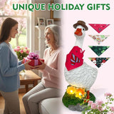 HONGLAND Solar Porch Goose Garden Statue with Glowing Flower, 10" Solar Duck Decorative Figurine for Outdoor Lawn Patio Yard Backyard Porch Ornaments - Unique Gift for Women