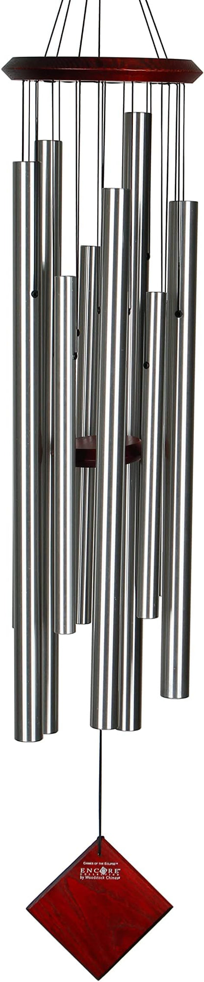 Woodstock Wind Chimes of the Eclipse Chimes for Outside, 40" Silver Large Deep Tone Wind Chime Décor Outdoor Garden, Patio, Porch, Encore Collection