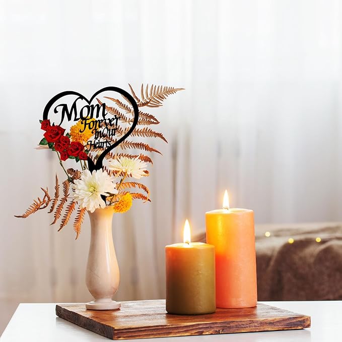 OZIO Memorial Grave Markers for Cemetery, Heart Memorial Plaque Stake Cardinals Garden Stake Memorial Metal Grave Stake Decoration for Mom Dad Cemetery Outdoors Yard Garden