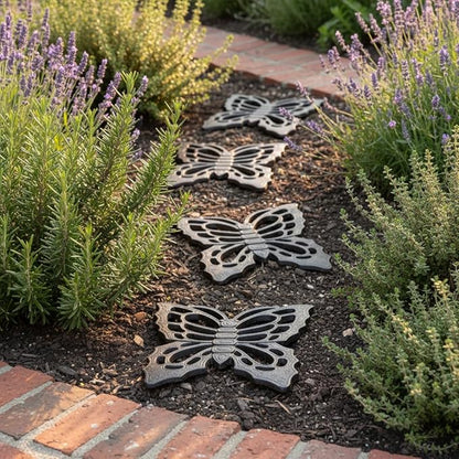 Comfy Hour 11" Brown Butterfly Cast Iron Stepping Stone, Rustic Antique Vintage Figurine Style Home Decor, Heavy Duty Metal Garden Pathway Paver