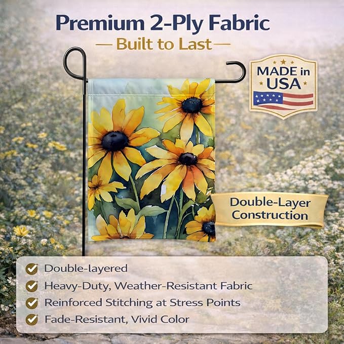 Caroline's Treasures Maryland Black-Eyed Susans in Watercolor Garden Flag Mailbox Flag Decorative Yard Flag Banner Outside Patio Artwork Yard Flower Beds, Garden Size, Multicolor