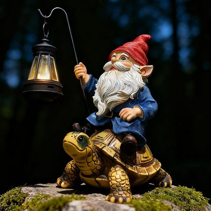 Outdoor Garden Gnome, Funny Lawn Gnome Statue Decorations, Solar Gnome Riding Turtle Figurines Ornament for Patio, Balcony, Yard, Iutdoor Office Home Decor, Mom Grandma Sisters Gifts