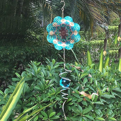 FONMY Stainless Steel Wind Spinner-3D Indoor Outdoor Garden Decoration Crafts Ornaments 6Inch Multi Color Mandala Flower Wind Spinners