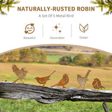 Geila 5PCS Rusty Birds Decoration, Fence Decorations Outdoor, Metal Birds Yard Decor Perfect Yard Art and Large Outdoor Ornaments (E)
