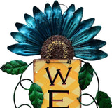 Attraction Design Welcome Sign for Front Door Decor Hanging Sign, Metal Flower Welcome Door Sign Wall Art Decor Hanging for Indoor Outdoor Patio Garden Yard Sign Porch Decoration 15.25X8.5In (C)