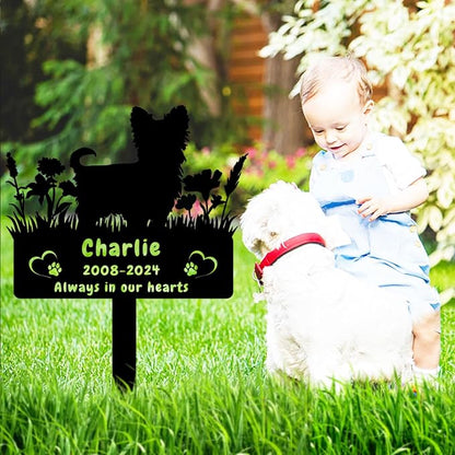 Personalized Yorkshire Terrier Dog Memorial Grave Marker,Custom Flora Dog Memorial Garden Stake,Dog Memorial Plaque Burial Stake Engraved Sign,Dog Sympathy Grave Stake,Dog Memorial Statue Yorkshire2