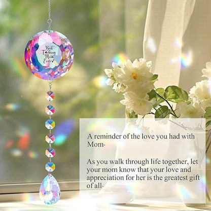 ZHSHWAT Valentines Day Crystal Suncatcher Gift for Mom from Daughter Son - Handmade Solar Rainbow Maker Ornament, Elegant Window Hanging Decor with Sun Catcher Prisms