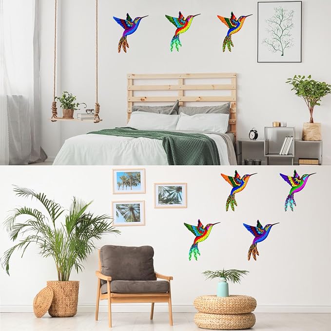 Metal Hummingbird Wall Decor, Colorful Outdoor & Indoor Humming Bird yard wall art Decoration. Ideal for Patio, Fence, Garden, Living Room & Balcony Decor- Hanging Ornaments to Elevate Your Space