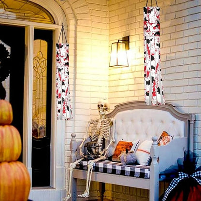 Halloween Windsock Outdoor Hanging Flag, Durable Fabric Wind Sock with Tails, Thanksgiving Front Yard Patio Lawn Garden Party Decor