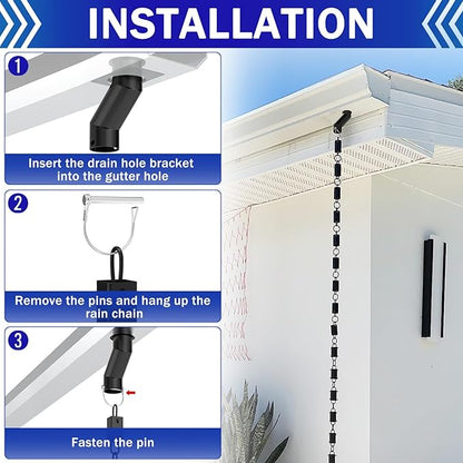 Black Metal Rain Chain Gutter Adapter for Gutter Downspout Connect Rain Chain Installation