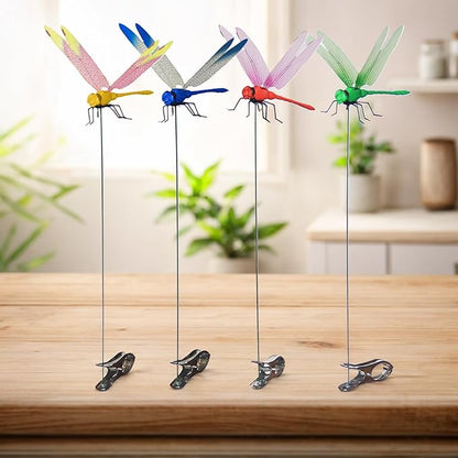 Jongdari 20pcs Dragonfly Hat Clip Realistic Fake Dragonflies Clip-On Garden Outdoor Decor Stakes Plastic Dragon Fly Clips Plant Decorations for Pot