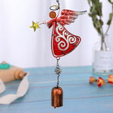 MrMrKura Metal Angel Wind Chime Hanging Decoration Ornament Bells Decorative Hanging Bells, Gifts for Home Garden Decor Crafts (Red)