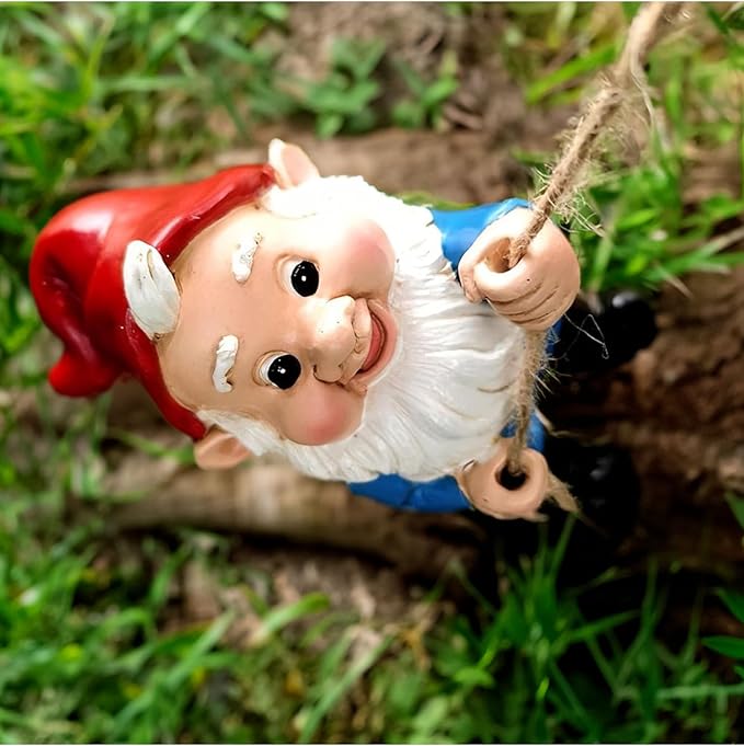 Teaeeno Gnome Garden Decoration Climbing Tree Decor Outdoor, Fairy Door Tree Face Figurine Lawn Patio Decor, Funny Climbing Elves Tree Peeker Sculpture Yard Art