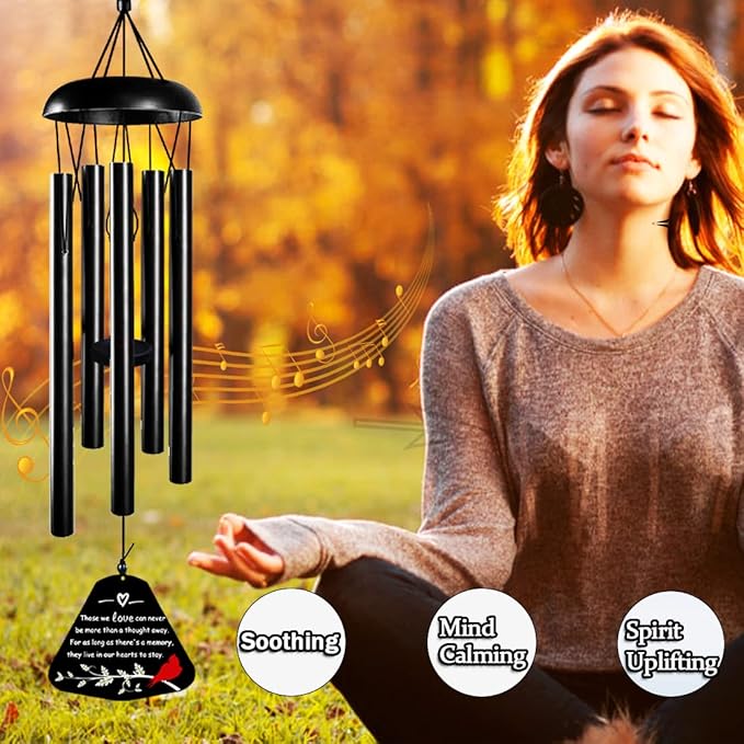 Sympathy Wind Chimes for Loss of Loved One, 30'' Cardinal Wind Chimes for Outside, Bereavement Gift in Memory of Loved One, Memorial Gifts for Loss of Mother Father Condolence Remembrance