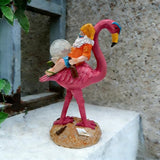 Solar Gnome with Flamingo - Funny Outdoor Garden Decor Statue with Glass Ball Light, Automatic LED Illumination for Patio, Yard, Lawn