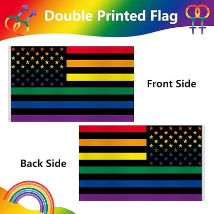 Pride Flag 3x5 Ft Double Sided LGBTQ Rainbow Decorations for Indoor Outdoor Hanging - Gay Love Party Supplies With Brass Grommets for Garden, Lawn, Yard, Parade Decor