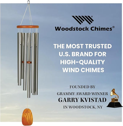 Woodstock Wind Chimes for Outside, Garden Decor, Outdoor Decor for Your Patio and Front Porch (39") Woodstock Gregorian Chimes Tenor Silver Inspirational and Memorial Wind Chime Christmas Gifts (GTS)