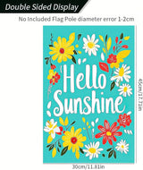 BlissYard Hello Sunshine Summer Garden Flags 12x18 Double Sided Flag Spring Summer Outdoor Decor with Radiant Sun and Sunflower Design Perfect Floral Seasonal Yard Outdoor Flag