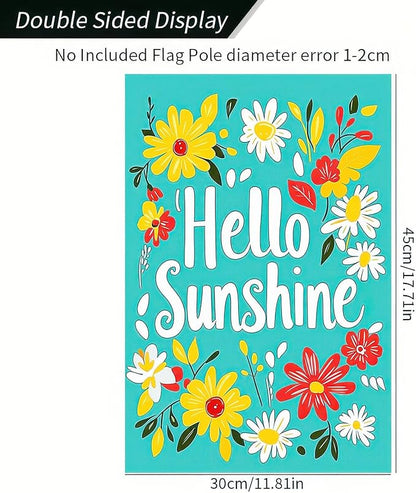 BlissYard Hello Sunshine Summer Garden Flags 12x18 Double Sided Flag Spring Summer Outdoor Decor with Radiant Sun and Sunflower Design Perfect Floral Seasonal Yard Outdoor Flag