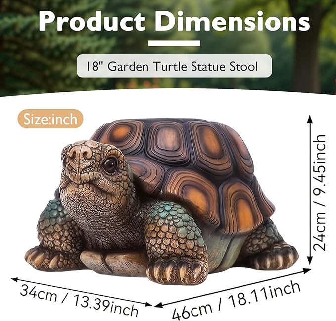 24" Large Golden Lion Statue for Garden, Outdoor Sculpture, Animal Decor for Yard Porch Entryway Patio Living Room (Large, Garden Turtle)
