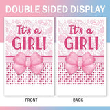 It's a Girl Pink Bow Baby Shower Decorative Garden Flag, Newborn Gender Reveal Small Yard Outside Decorations Gift for New Dad Mom, Coquette Baptism Party Outdoor Home Decor Double Sided 12x18