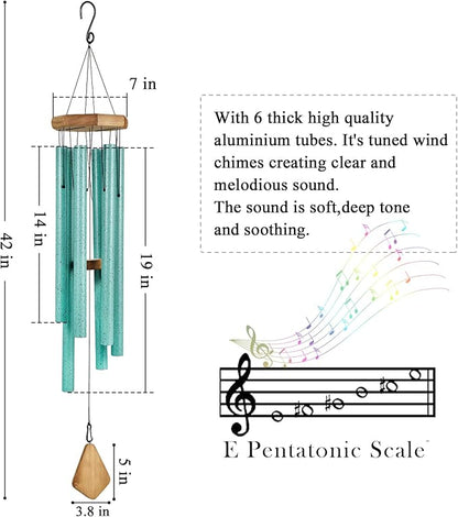 Large Wind Chimes for Outside Deep Tone, Big Wind Chime with Turquoise Finish Outdoor Clearance for Garden,Yard,Patio Decor (Blue Patina, Large, 42)