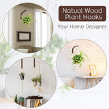 Juexica 4 Pcs Plant Hanger Wooden, 8 Inch Hanging Plant Hooks for Indoors and Outdoor, Wall Mounted Hanging Hook Brackets for Planters Lanterns Wind Chimes and Bird Feeders Patio Decor(Coffee Color)