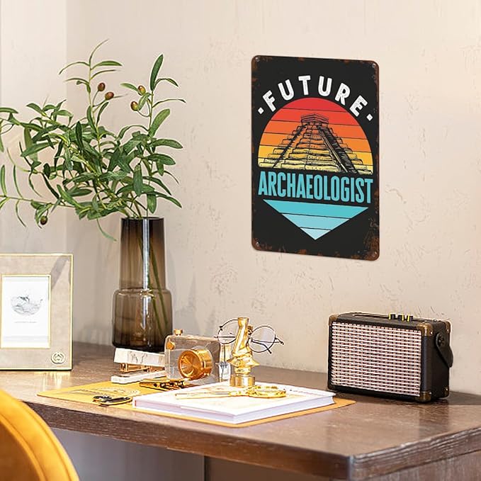 Patio Wall Decor Future Archaeologist Pyramid Vintage Signs Metal Horticulture Retro Home Wall Decor For Indoor And Outdoor Use,Happy And Funny Life Quotes 8X12inch