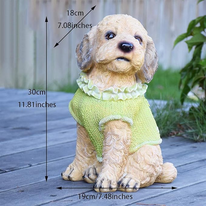 Garden Statues Outdoor Decor Balcony Figurine Outdoor Statues Courtyard Resin Decoration Outdoor Garden Simulation Animal Statue Living Room Corridor Dog Sculpture(19 * 18 * 30cm)