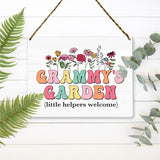 Grammy's Garden Wooden Sign Decor, Indoor Decoration Hanging Signs 8x10 Inches, Outdoor Garden Decor Yard Wall Hanging Decor Sign, Mothers Day Gifts Birthday Gifts for Mom Grandma