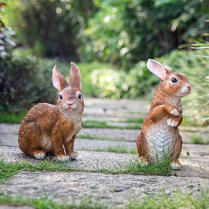 Garden Courtyard Decoration Crafts Outdoor Landscape Sculpture Resin Animal Simulation Rabbit Ornaments(Color:A)