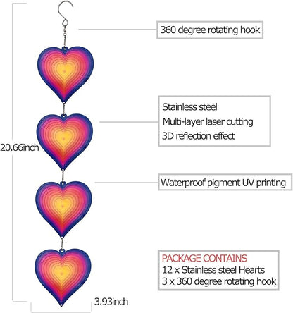 DJUAN Heart Wind Spinners Outdoor Garden Decor - Birthday Gifts for Mom Grandma Women,Metal Hanging Ornaments for Yard Lawn Window Ceiling Home Christmas Day Party Wedding Decoration
