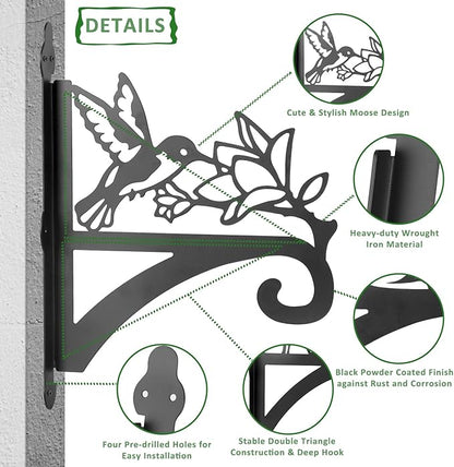 ATKKE Hanging Plant Bracket Hangers Indoor Iron Wall Mount,11” Hummingbird Silhouette Ornamental Iron Hangers Hookers for Flower Pot Lantern Bird Feeder Wind Chimes