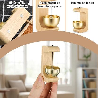 2 Pack C Shape Shopkeeper Bell for Door Opening Magnetic Wooden Door Chime Bell Wind Chime Doorbell Decoration Housewarming Gift for Restaurant Refrigerator Room Garden