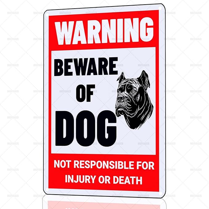 Beware of Dog Sign Cane Corso Metal Sign Warning Beware of Dog Signs for Fence Outdoor Farm Garden Gate Home Yard Decor 8x12 Inch